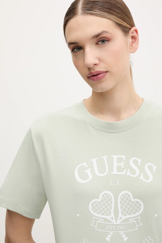Guess t-shirt bawełniany zielony V5GI04.I3Z14