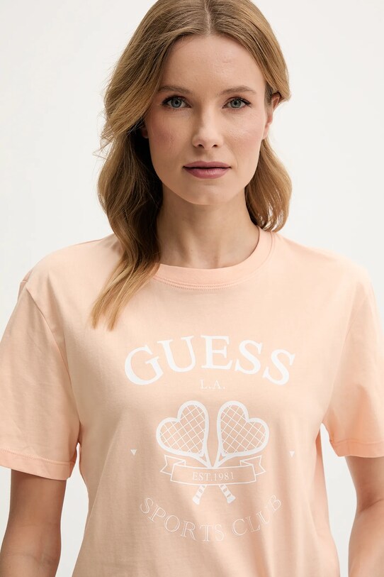Odzież Guess t-shirt bawełniany V5GI04.I3Z14 pomarańczowy