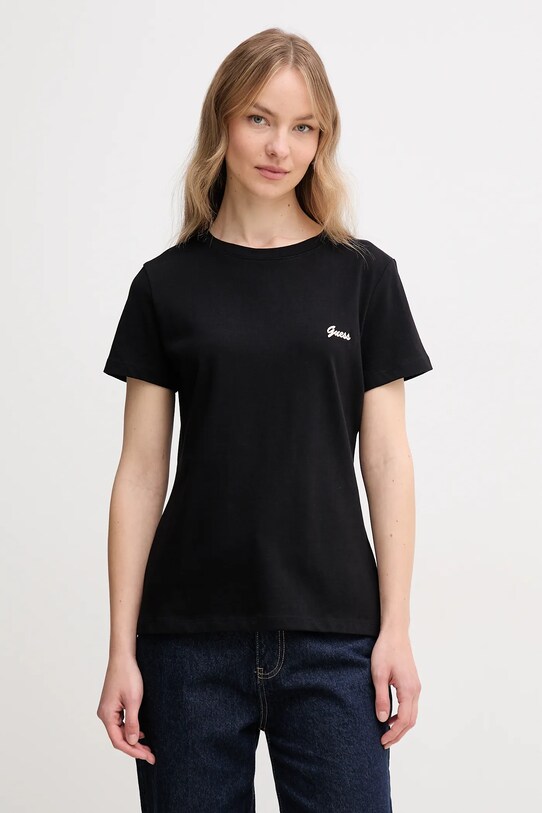 Bavlnené tričko Guess IRIS relaxed čierna V5GI06.KCRZ1
