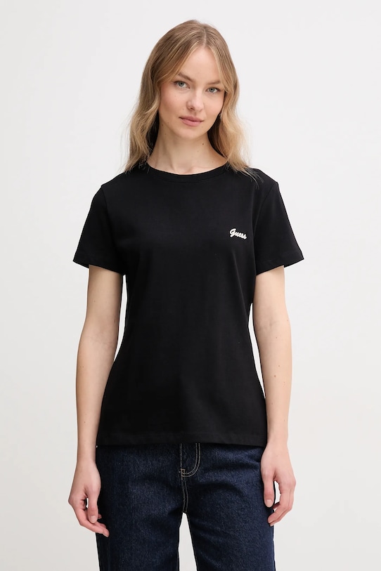 Bavlnené tričko Guess IRIS relaxed čierna V5GI06.KCRZ1