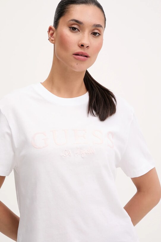 Guess t-shirt bawełniany CLEMATIS biały V5GI09.K9RM1