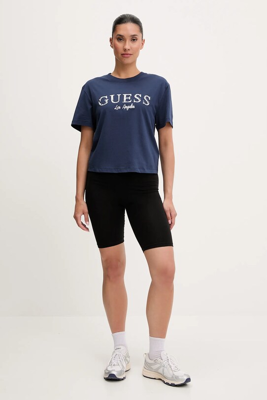 Guess t-shirt bawełniany CLEMATIS V5GI09.K9RM1 granatowy SS25