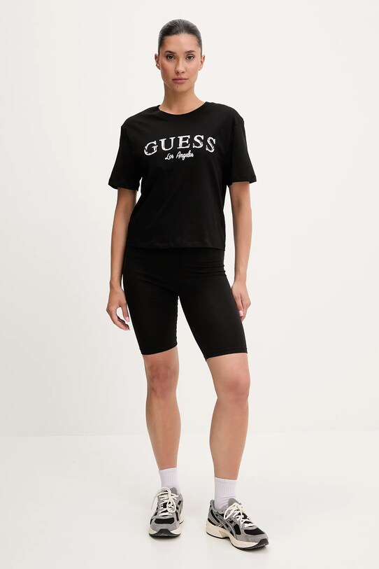 Guess t-shirt bawełniany CLEMATIS V5GI09.K9RM1 czarny SS25