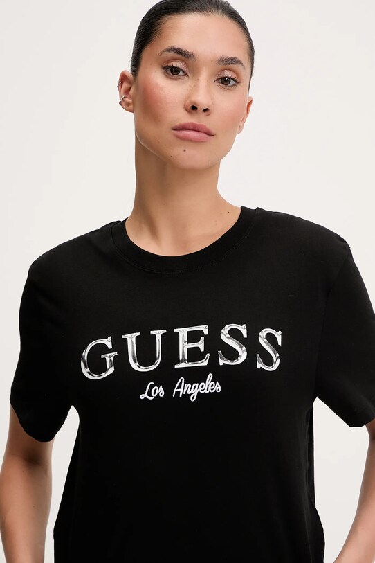 Guess t-shirt bawełniany CLEMATIS czarny V5GI09.K9RM1
