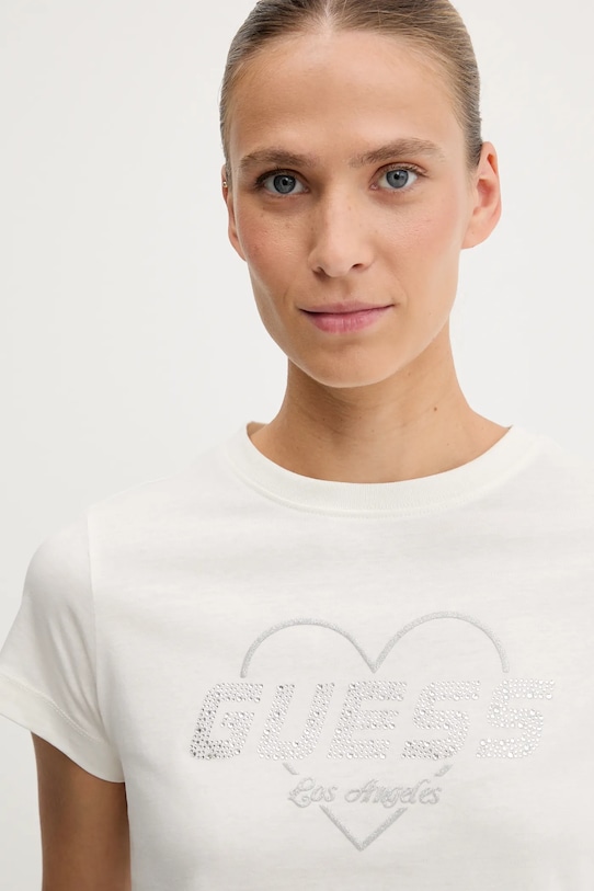 Guess tricou din bumbac NARCISO bej V5GI10.K9RM1