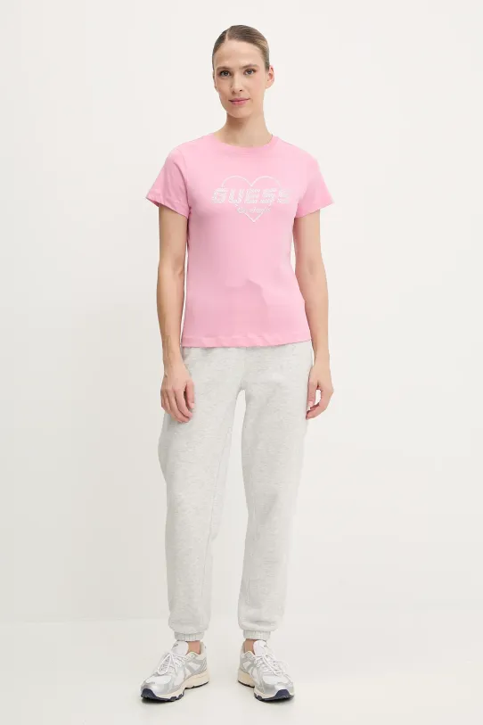 Guess t-shirt bawełniany NARCISO V5GI10.K9RM1 różowy SS25