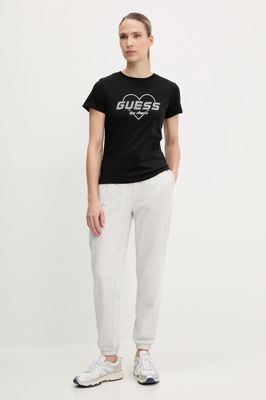Памучна тениска Guess NARCISO V5GI10.K9RM1 черен SS25