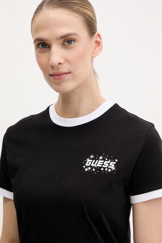 Guess tricou din bumbac FRESIA negru V5GI11.I3Z14
