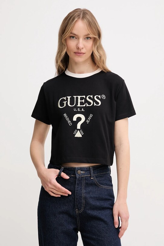 Bavlnené tričko Guess FILANTA relaxed čierna V5GI18.I3Z14