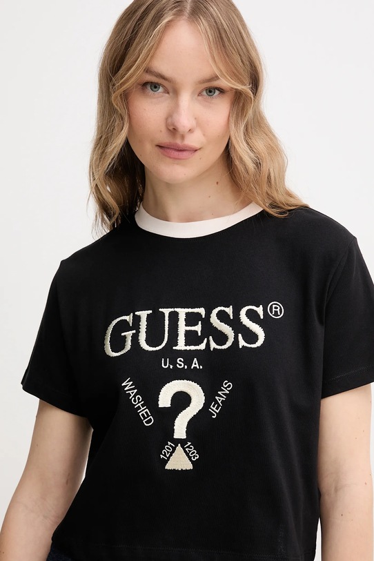 Ρούχα Βαμβακερό μπλουζάκι Guess FILANTA V5GI18.I3Z14 μαύρο