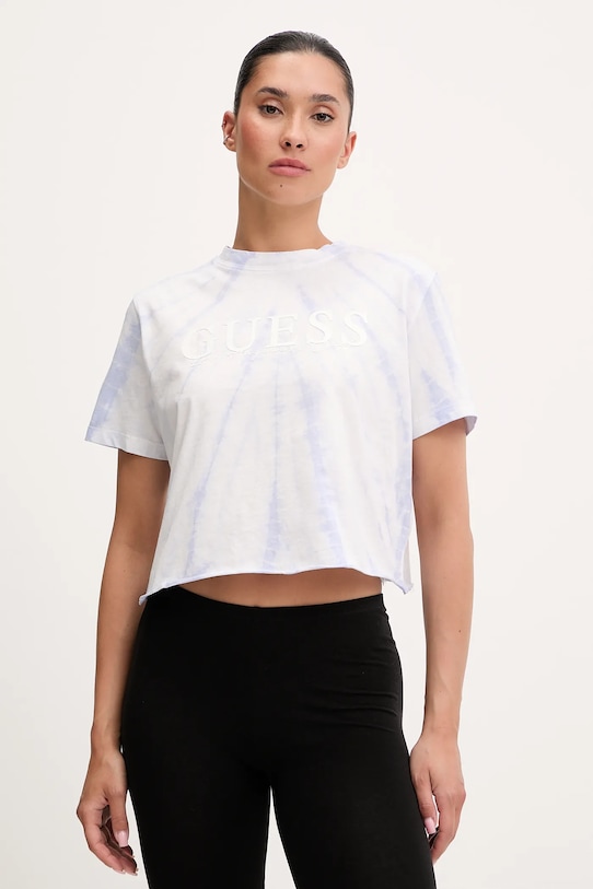 Guess tricou din bumbac GENZIANA print albastru V5GI19.I3Z14