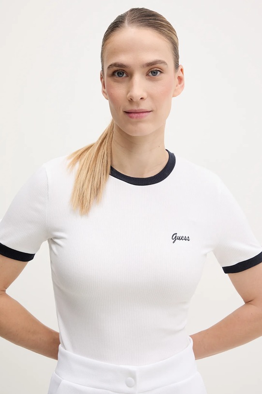 Majica kratkih rukava Guess MARIGOLD natpis bijela V5GP08.KCRN2
