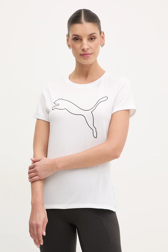 Puma tricou de antrenament Train All Day Essentials print alb 525892