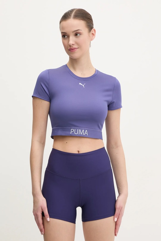 Puma t-shirt treningowy Strong z elastanem fioletowy 526805