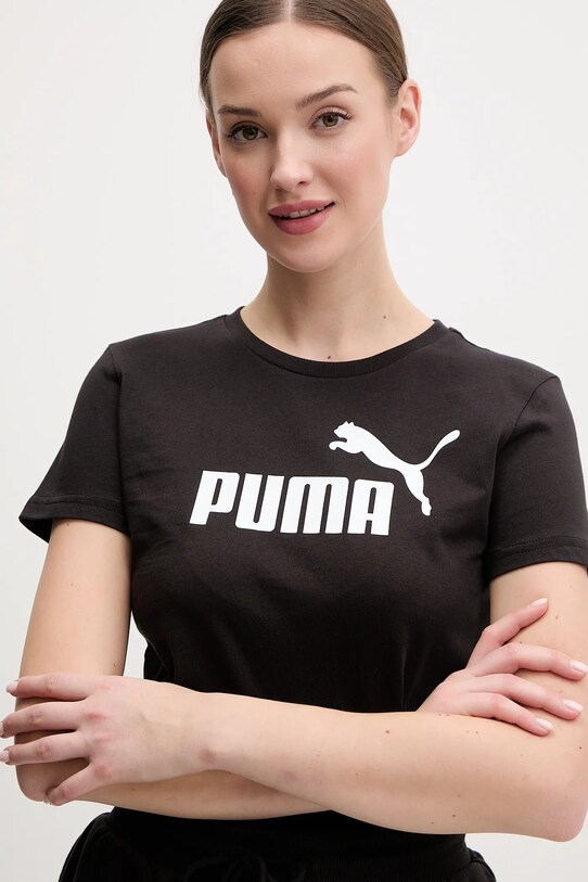 Bombažna kratka majica Puma črna 682370