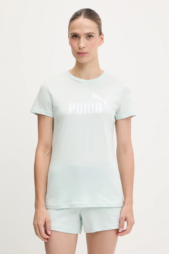 Bavlněné tričko Puma potisk tyrkysová 682371.