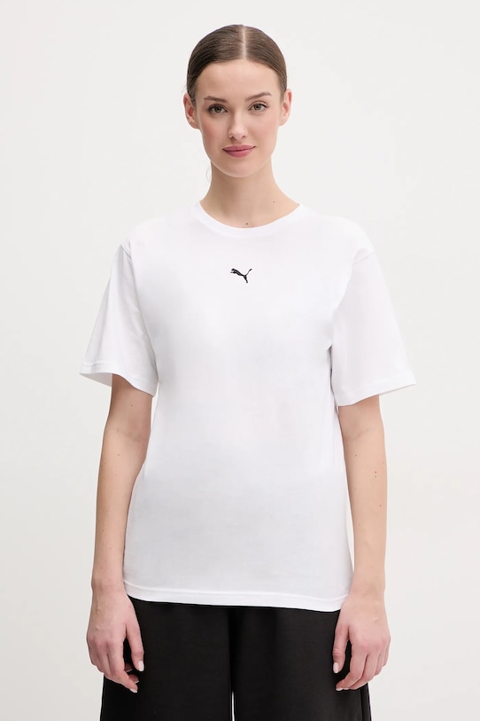 Puma tricou din bumbac imprimeu alb 684971