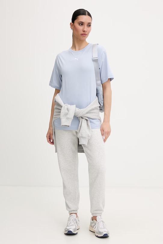 Puma t-shirt damski bawełniany Essential Relaxed 684971 niebieski SS26