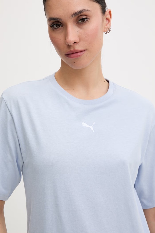 Puma t-shirt damski bawełniany Essential Relaxed niebieski 684971