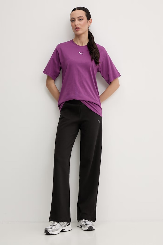 Puma t-shirt damski bawełniany Essential Relaxed 684971 fioletowy SS26