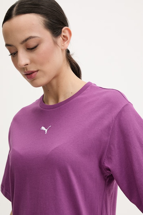 Puma t-shirt damski bawełniany Essential Relaxed fioletowy 684971