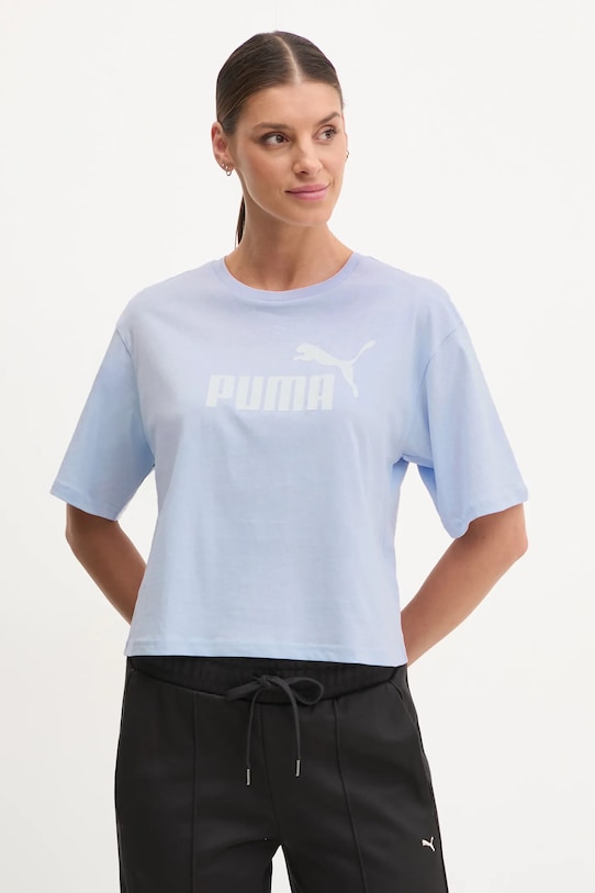 Bavlněné tričko Puma Essential Logo potisk modrá 684972