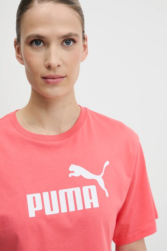 Bombažna kratka majica Puma roza 684972