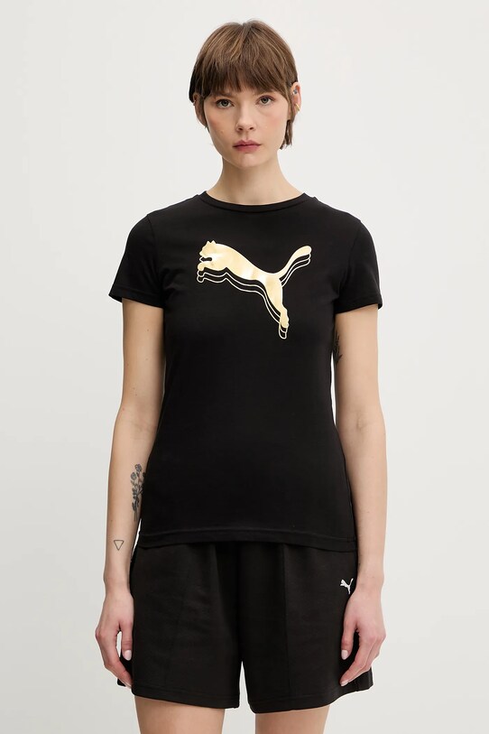 Bavlněné tričko Puma potisk černá 684995