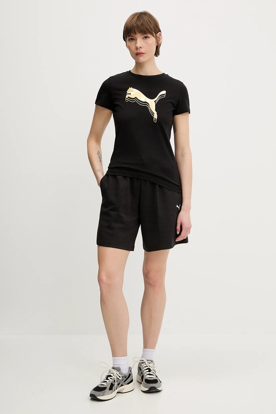 Puma t-shirt bawełniany 684995 czarny SS25
