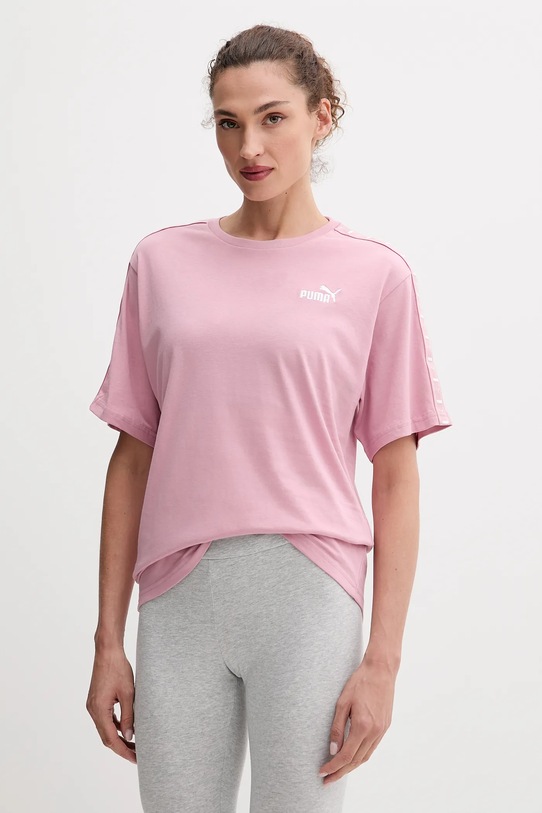 Puma t-shirt bawełniany aplikacja różowy 685009