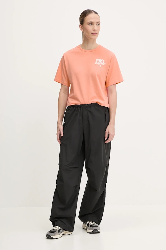 Puma t-shirt bawełniany 685030 pomarańczowy SS25