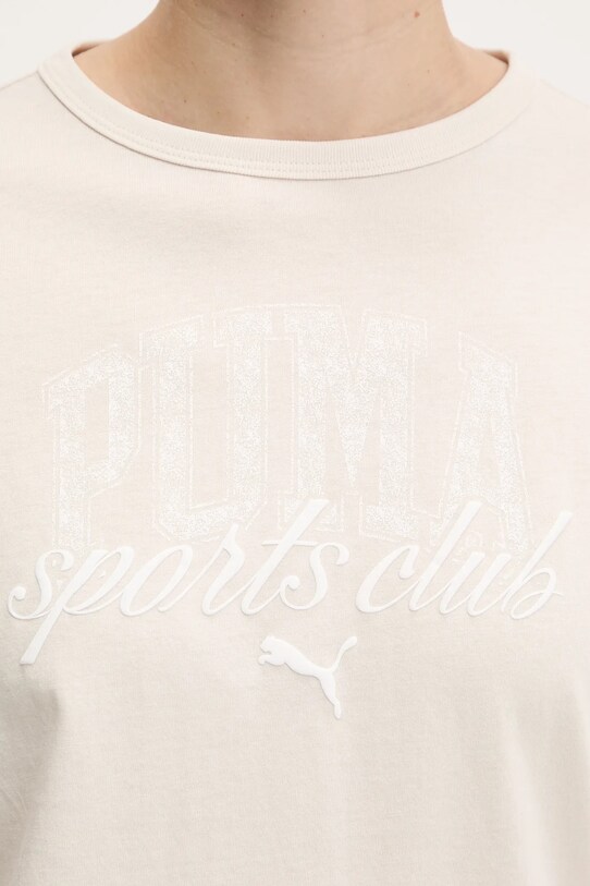 Βαμβακερό μπλουζάκι Puma 685031 μπεζ