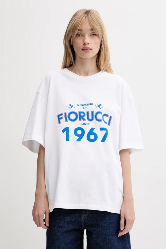 Fiorucci t-shirt bawełniany White Dreaming 1967 Print Boxy Fit T-Shirt nadruk biały W02SMTSH103CJ01WH08