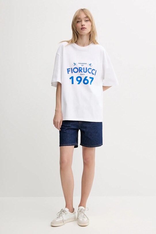Fiorucci t-shirt bawełniany White Dreaming 1967 Print Boxy Fit T-Shirt W02SMTSH103CJ01WH08 biały SS25