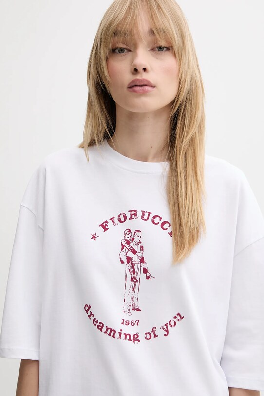 Fiorucci tricou din bumbac White Dreaming of You Print Relaxed Fit T-Shirt alb W02SMTSH101CJ01WH03