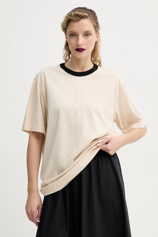 Bavlnené tričko By Malene Birger FAYEH. nášivka béžová 102472