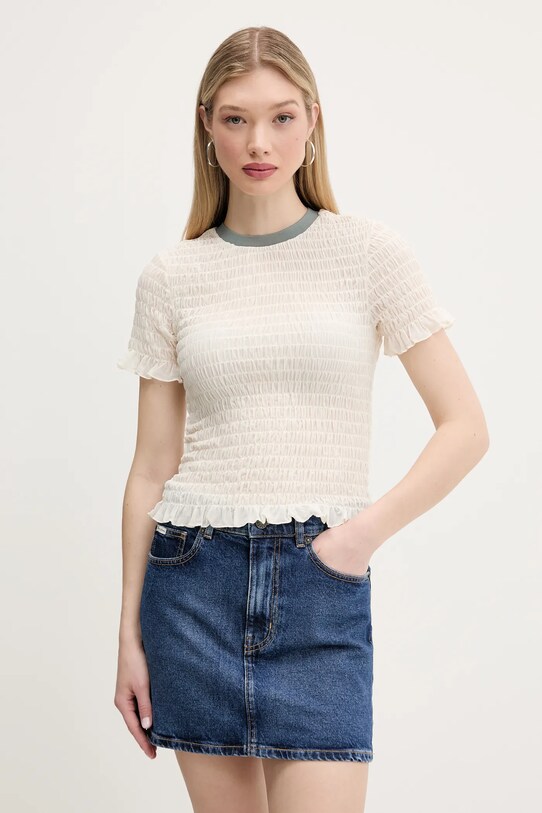 Guess Originals t-shirt z elastanem beżowy W5GP51.KBBF2