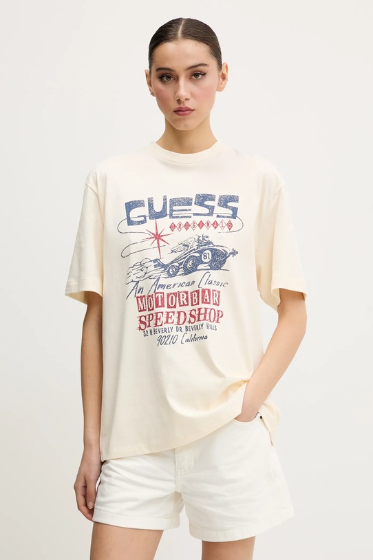Guess Originals t-shirt bawełniany nadruk beżowy M5GI65.K8FQ4