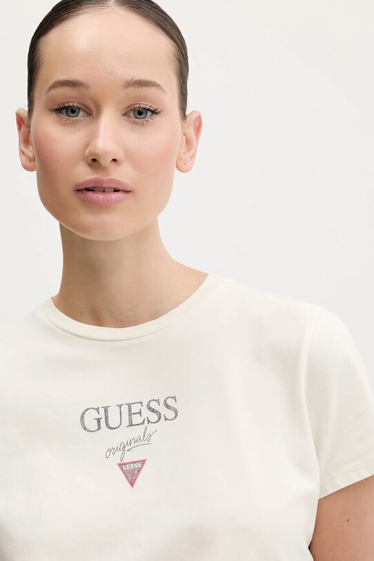 Хлопковая футболка Guess Originals бежевый W5GI56.J1314