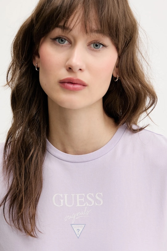Одежда Хлопковая футболка Guess Originals W5GI56.J1314 фиолетовой