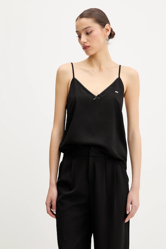 Tommy Jeans bluză uni negru DW0DW20604