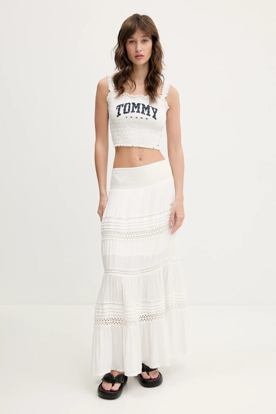 Хлопковый топ Tommy Jeans DW0DW20240 белый SS25