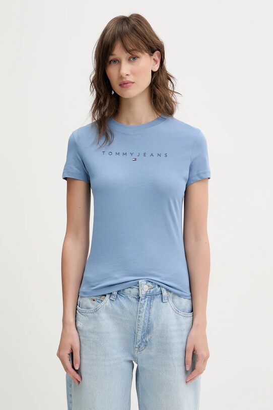 Tommy Jeans tricou din bumbac imprimeu albastru DW0DW20315