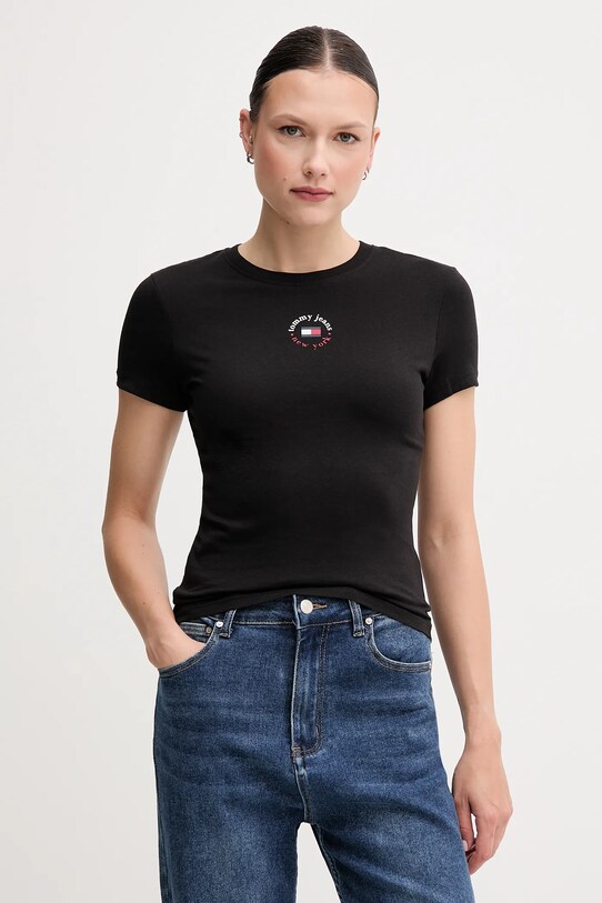 Μπλουζάκι Tommy Jeans στάμπα μαύρο DW0DW20316