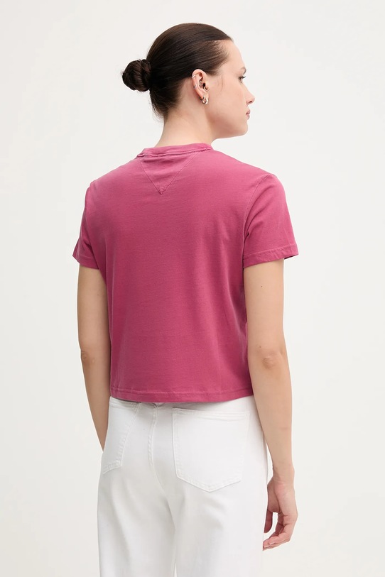 Tommy Jeans tricou din bumbac DW0DW20317 roz SS25
