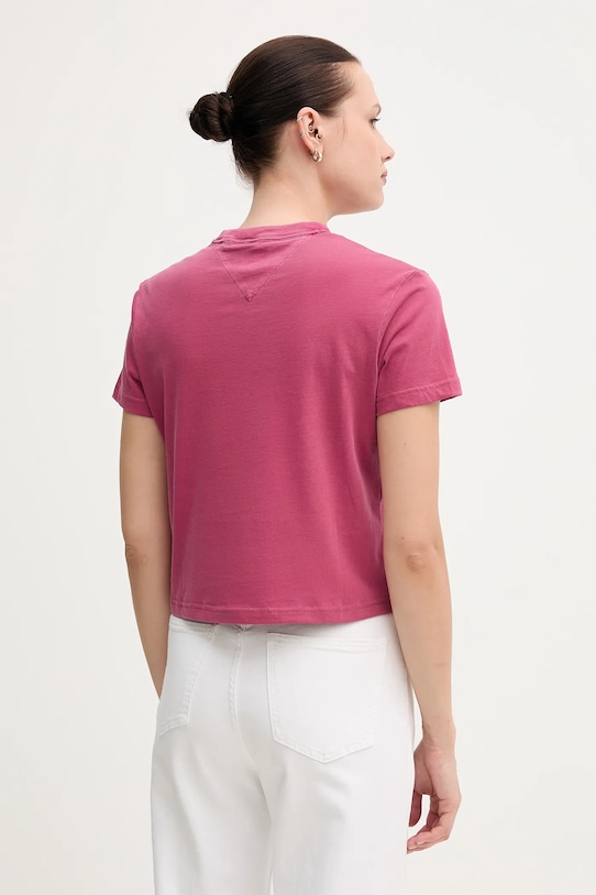 Tommy Jeans tricou din bumbac DW0DW20317 roz SS25