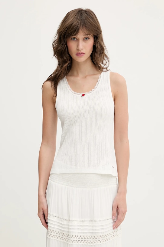 Хлопковый топ Tommy Jeans хлопок белый DW0DW20619