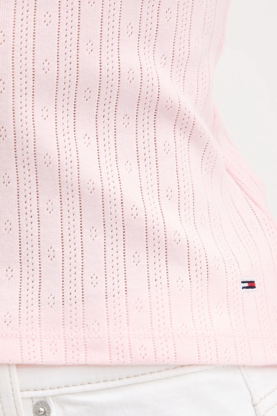 Tommy Jeans top din bumbac DW0DW20619 roz