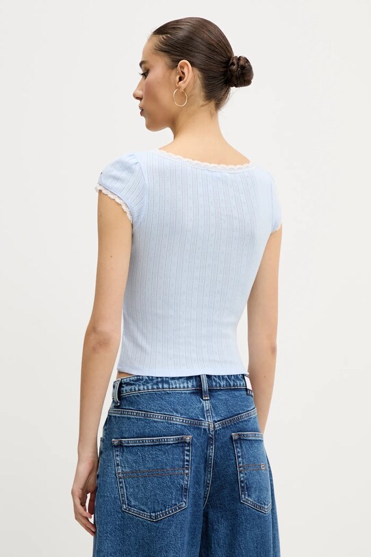 Ruházat Tommy Jeans pamut póló DW0DW20621 kék