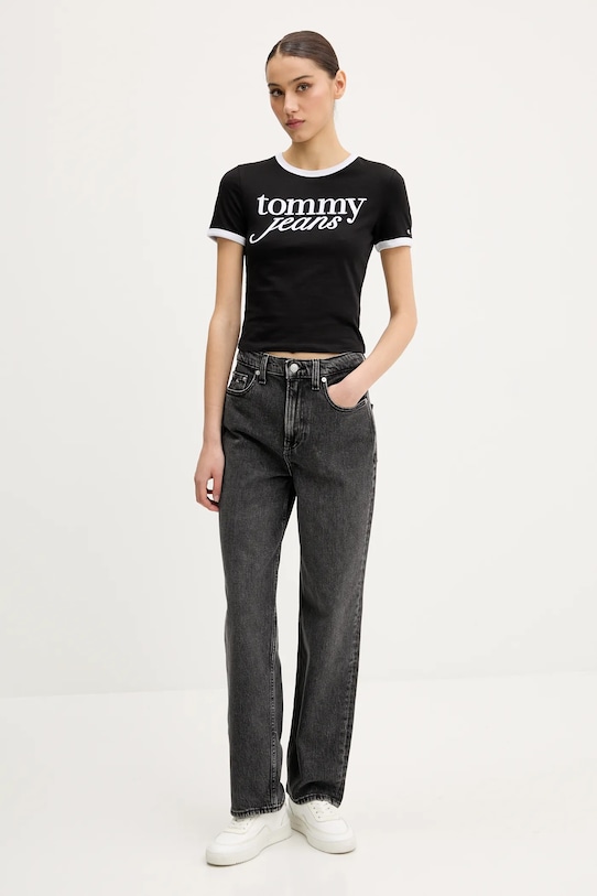 Tommy Jeans tricou din bumbac DW0DW20631 negru SS25